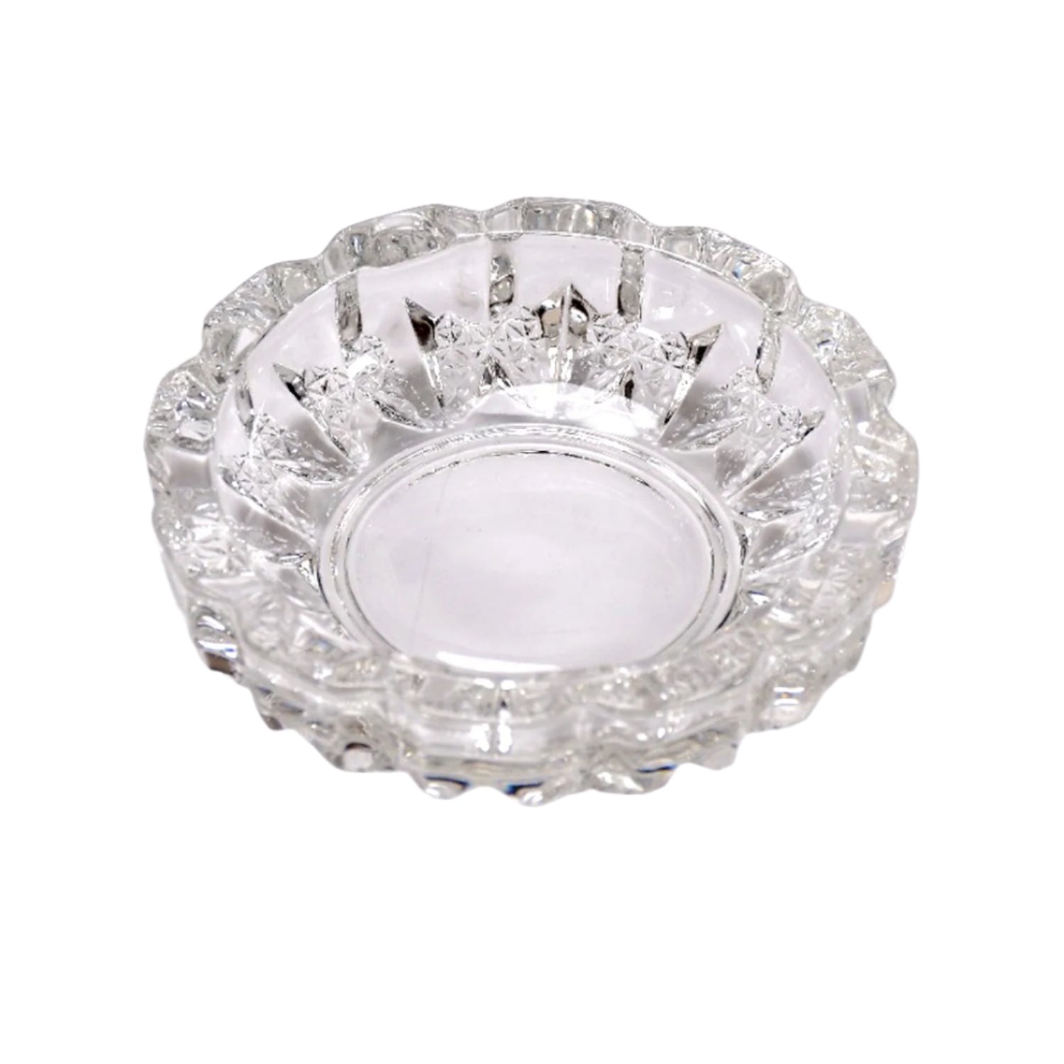 Glass ashtray for cigar and cigarette use. Glass ashtray for cigar and cigarette use.